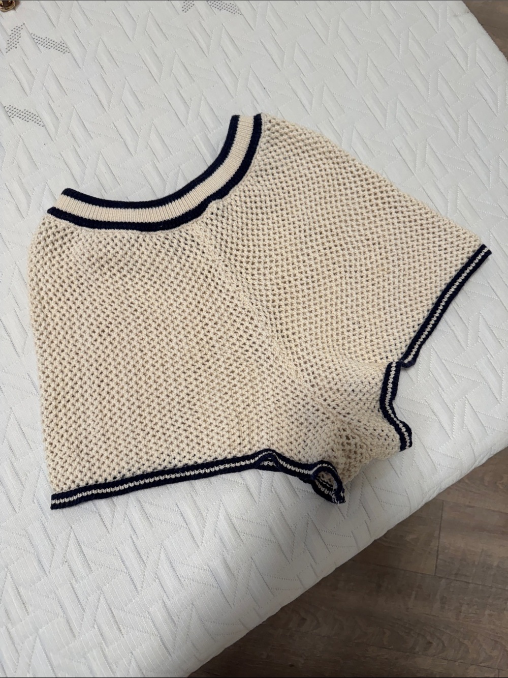 aerie Cream Knit Shorts with Black Trim